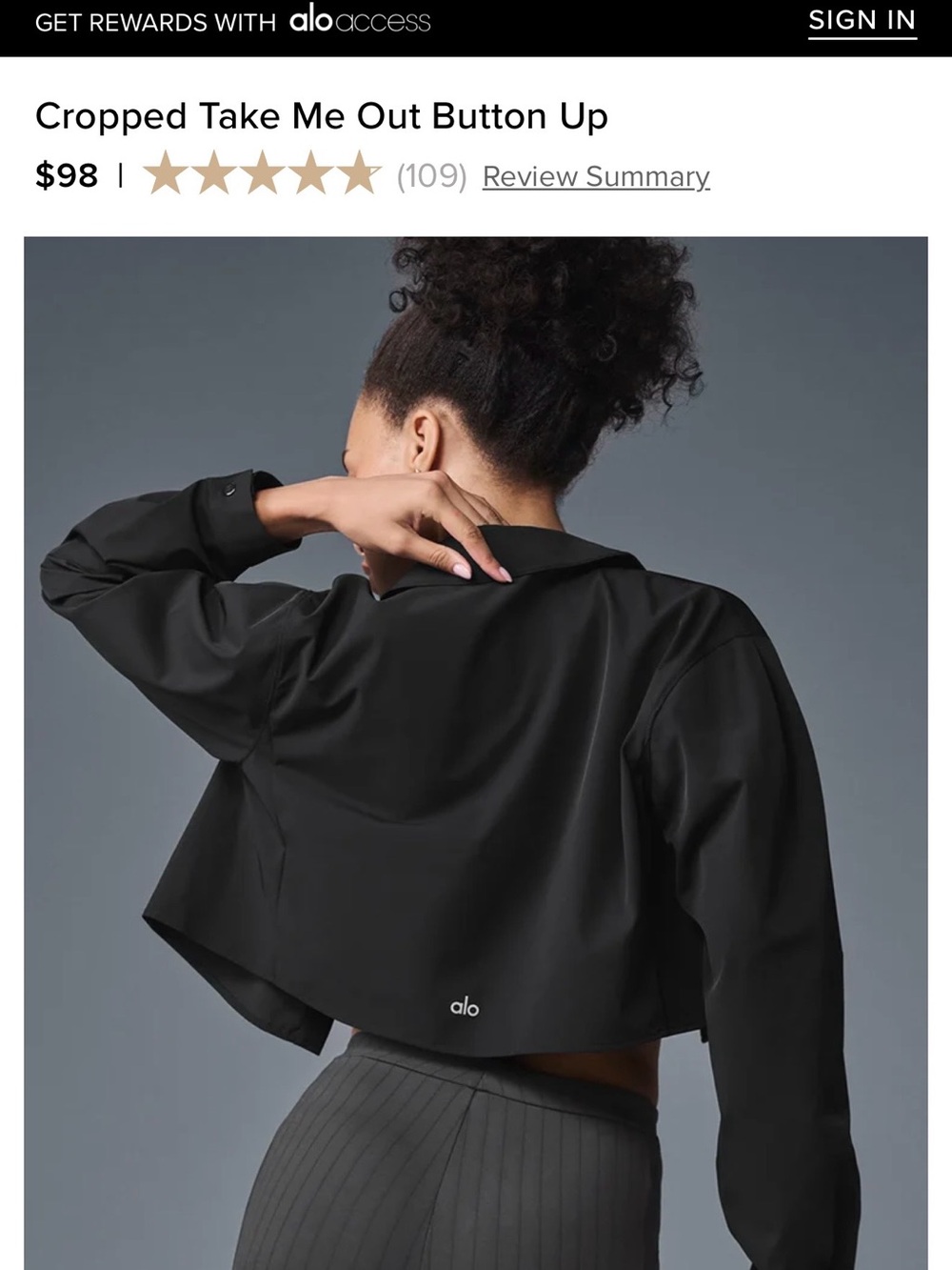 ALO Yoga Cropped Button-Up Jacket in Black